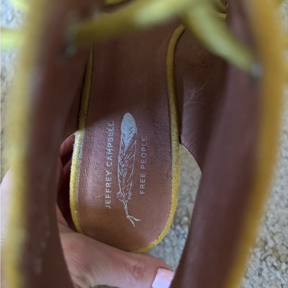 Jeffrey Campbell x Free People Minimal Lace up Heels - Worn Once Yellow Size 7.5 - Picture 5 of 9